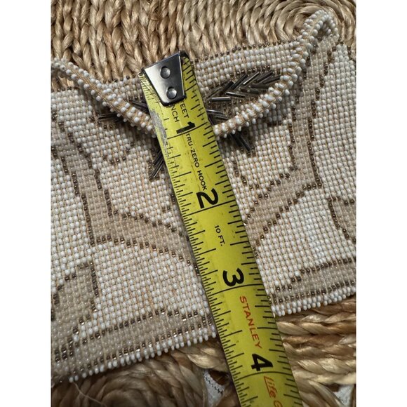 Vintage Beaded Evening Bag With Intricate Design & Handle - Picture 8 of 9